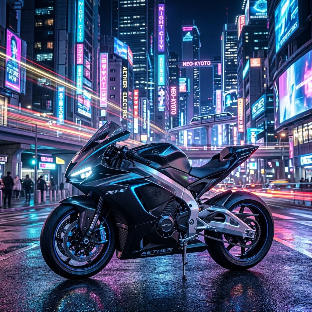 Electric Superbikes Illuminate the Neon City